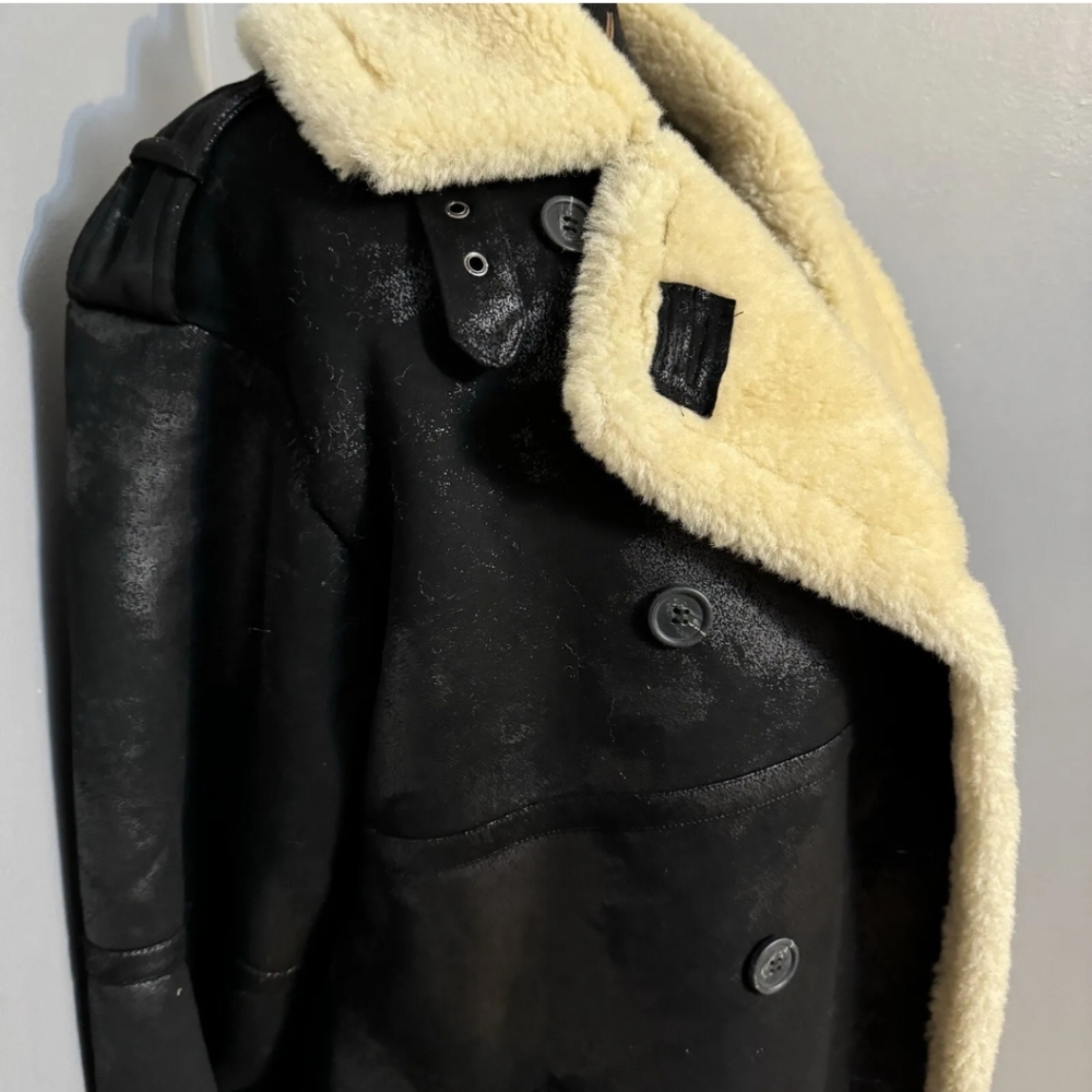 Topshop Borg Longline Aviator Coat